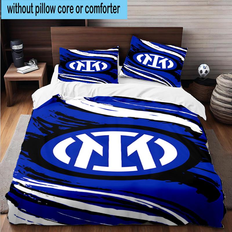 3 pezzi F.C. Set Biancheria da Letto Stampato Internazionale Milano Chiusura Copripiumino Include 1 Copripiumino & 2 Federe Set Biancheria da Letto Decorazioni per la Casa Regali