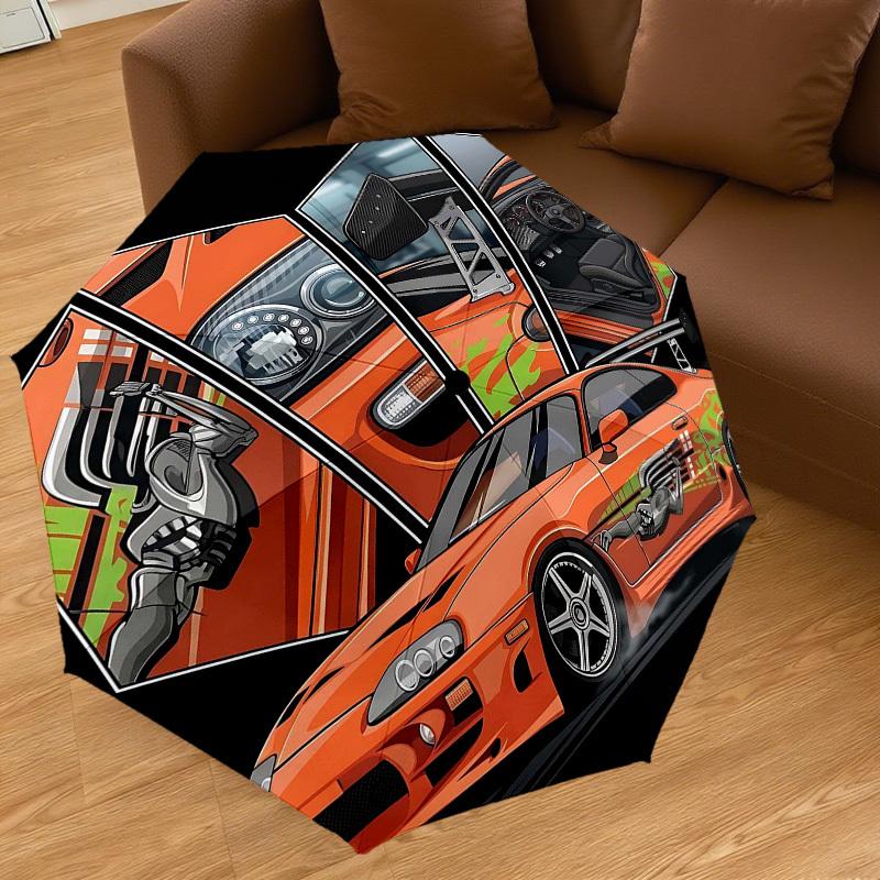 1PC car racing Umbrella-8-Rib Reinforced Portable Folding Travel Suitable for All Seasons Outdoor Daily Use -J0380