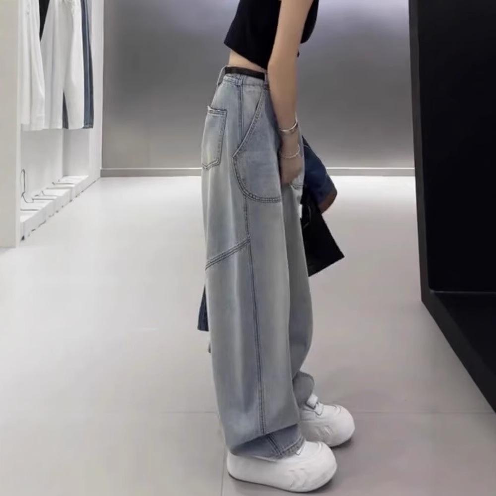 Retro americké dámské džíny plus size s vysokým pasem, zeštíhlující, se širokými nohavicemi