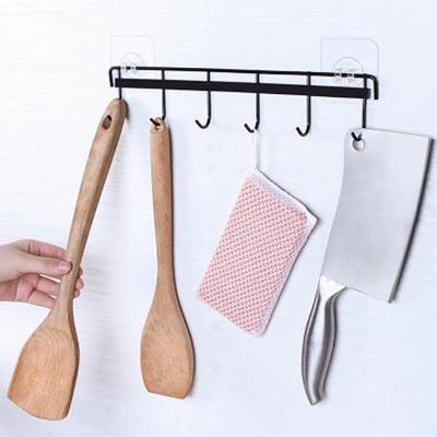 Iron Six-Hook Strong Adhesive Wall-Mounted Kitchen & Bathroom Hook - Punch-Free, Traceless Design