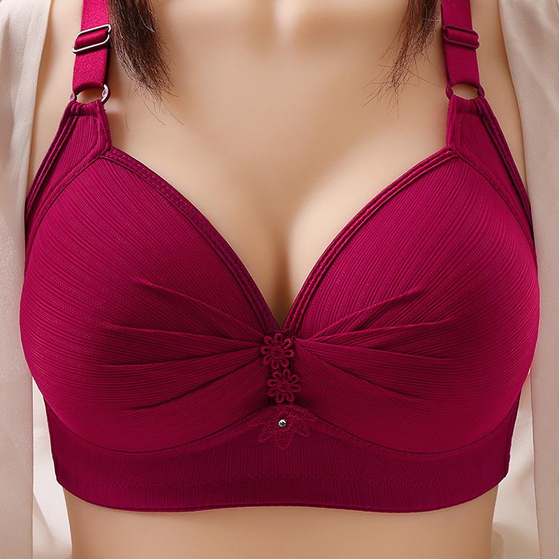 Thin Mold Cup In the Elderly Comfortable Underwear Three-breasted Women Bra Bra