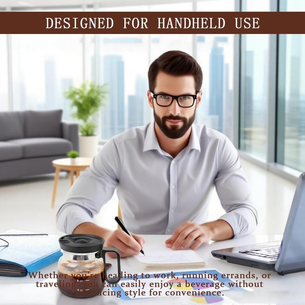 Mini Kaffeekanne Tasse mit Reise-Deckel & Strohhalm für heiße Tees, heiße Schokolade 16 oz