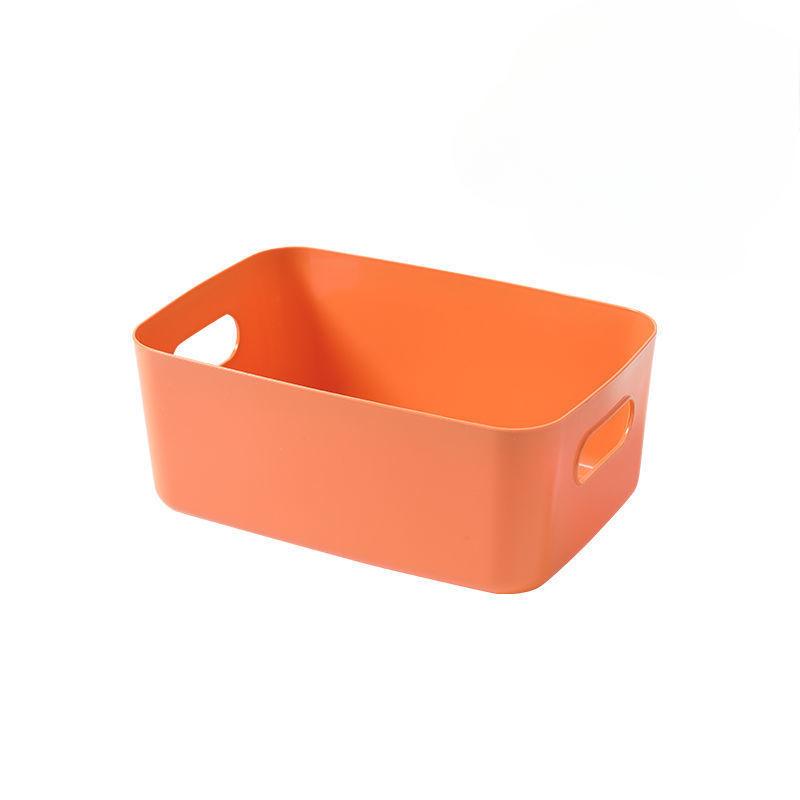 

Пластиковая корзина для хранения всякой всячины, настольный органайзер для косметики и закусок, бытовая кухонная сортировочная коробка для ванной комнаты, контейнер с ручкой L оранжевый