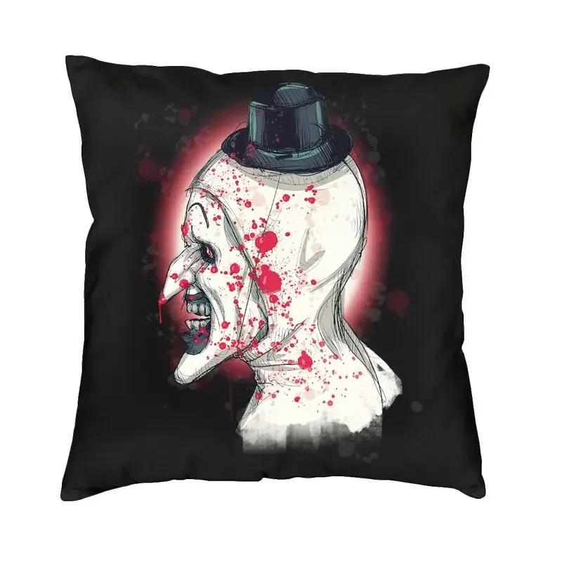 Horror Clown Halloween Movie Terrifier Cushion Cover Velvet Pillow Case Sofa Chair Square Pillowcase Living Room Decoration