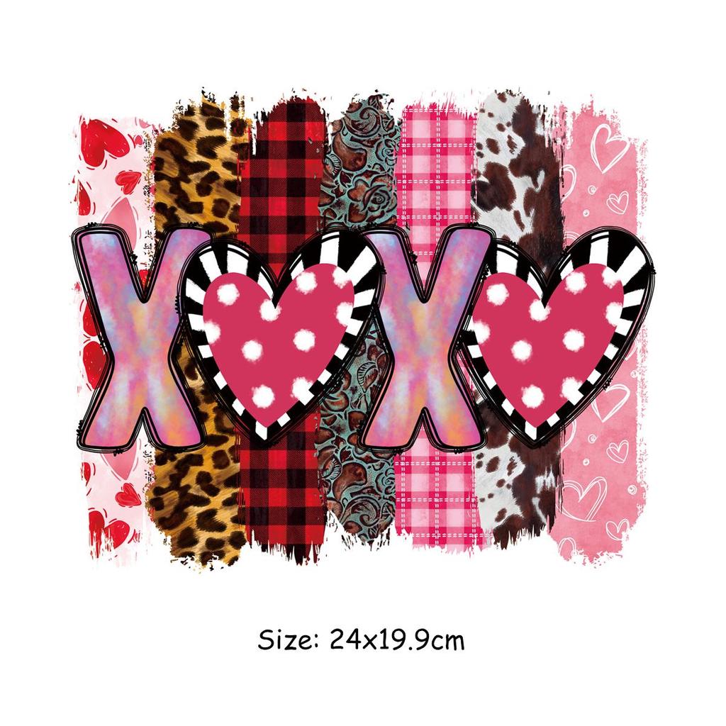 Iron On Patch Xoxo Valentine Clothes Stickers Parches Ropa T-Shirt Heat Press Appliqued Hoodies Diy Thermal Patches