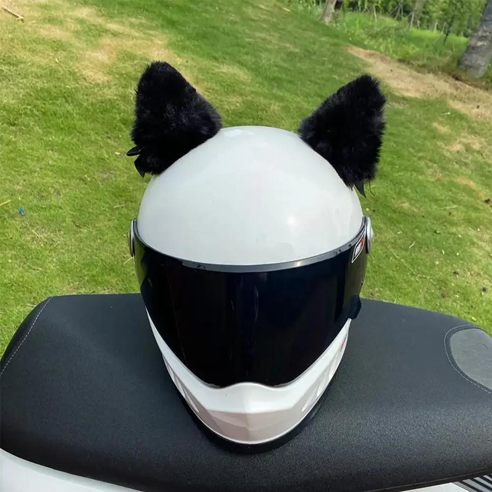 2Pcs Motorcycle Helmet Plush Cat Ears Stickers Decoration Motocross Helmet Cosplay Plush Full Face Off Road Helmet Decor