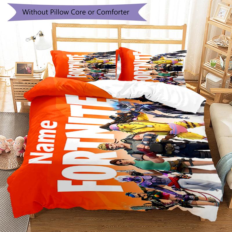 3pcs Custom Name Fortnite Bedding Set Duvet Cover Closure Includes 1 Duvet Cover & 2 Pillowcases, Soft and Comfortable for All Seasons.