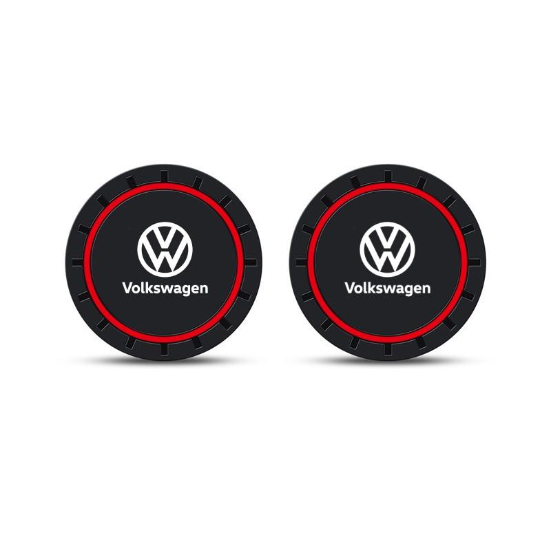 2026 Hot For VW VOLKSWAGEN New 2pcs Car Coaster Mats Water Cup Non-slip Pads For Volkswagen GOLF 5 Tiguan Polo Golf 6 Golf 7 Jet