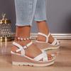 Nya Sexiga Romerska Skor Öppen Tå Tjock Sula Kil Dam Sandaler Sommarmode Casual Elegant Mode Höga Klackar NEJ:566
