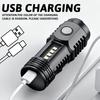 3LED+COB Super Bright Mini Flashlight USB Rechargeable,SD5304 5 Modes Pocket Torch with Clip for Outdoor Camping Emergency