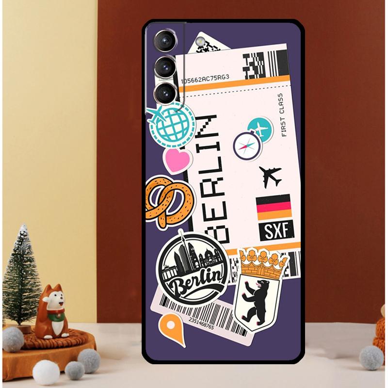Travel Boarding Pass Tokyo Case For Samsung Galaxy S24 Ultra S23 S22 S21 S20 FE Note 20 S8 S9 S10 Note 10 Plus Cover