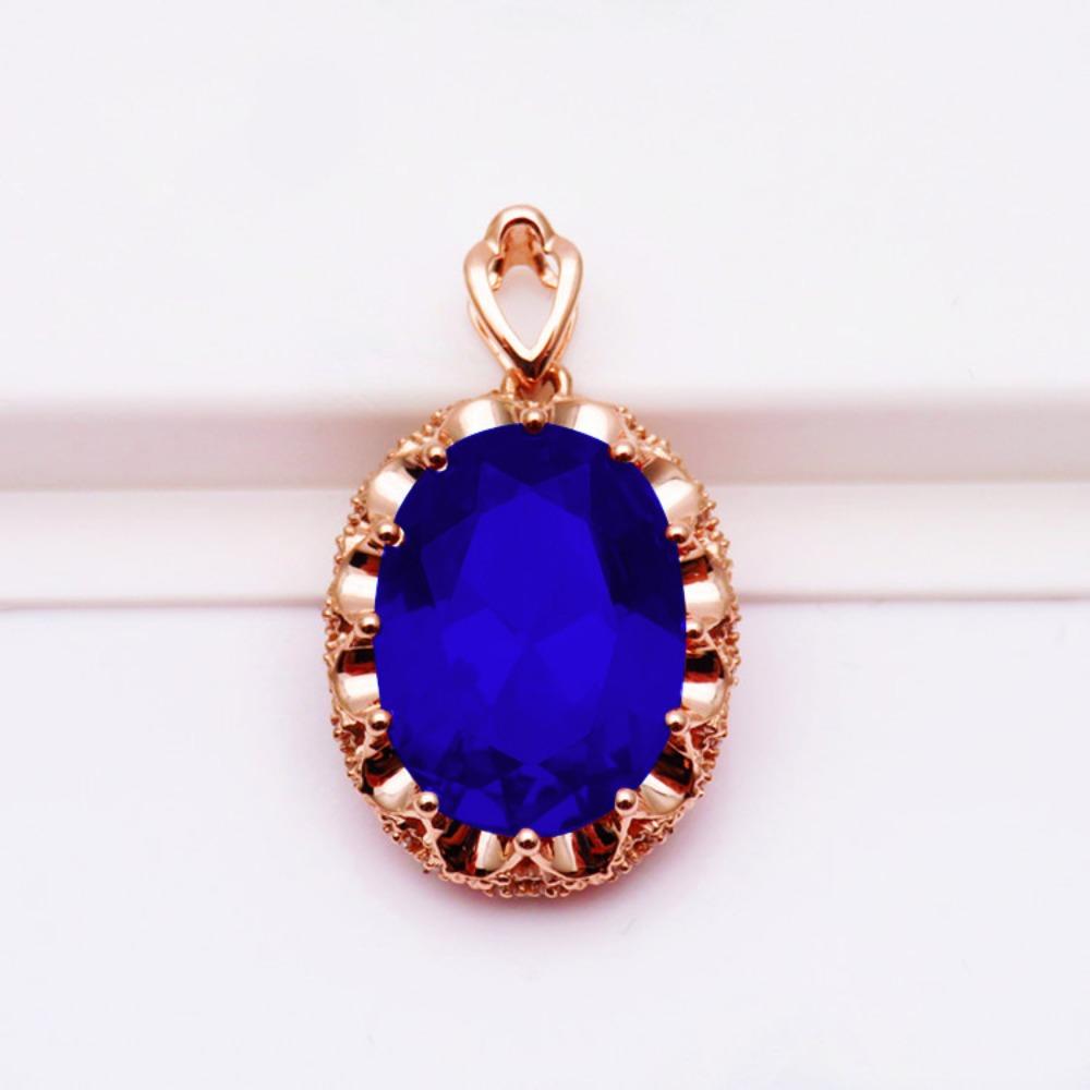 Elegant Pigeon Blood Red Hollow Pendant Necklace 18k Rose Gold Plated Luxurious Womens Engagement Jewelry
