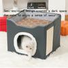 Cat Bed Cave Semi-enclosed Pet Sleeping Shelter Foldable Winter Warm Cats House for Kitten Porch Balcony Garden