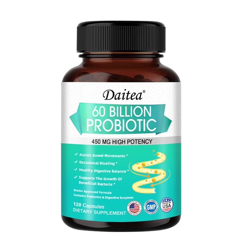 60 Billion Probiotic Dietary Supplement, With Prebiotic Blend, 120 Capsules Per Bottle 120 Capsules