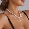 Beach Style Starfish Pendant Necklace Alloy Beads Layered Choker Chain Shell Necklace  for Women