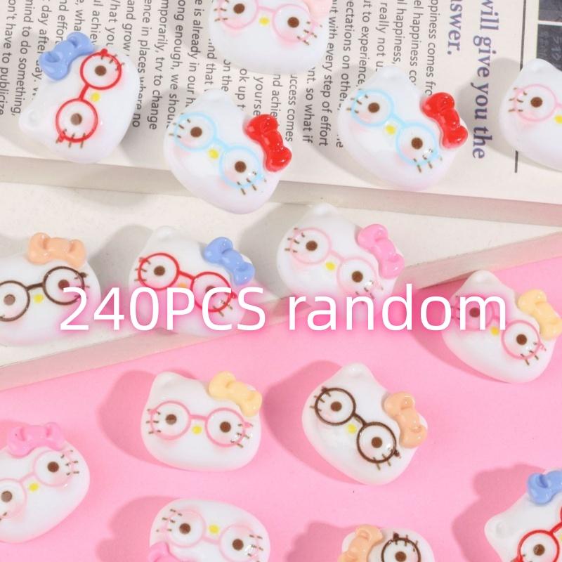 60/240PCS Cartoon bow tie glasses cat head creative handmade DIY cream glue resin accessories accessories jewelry materials
