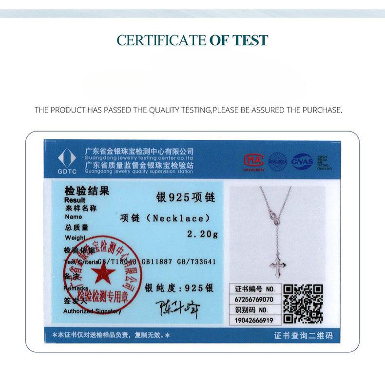 S925 Sterling Silver Eternal Cross Y Necklace, Pop Infinite Love Collarbone Chain