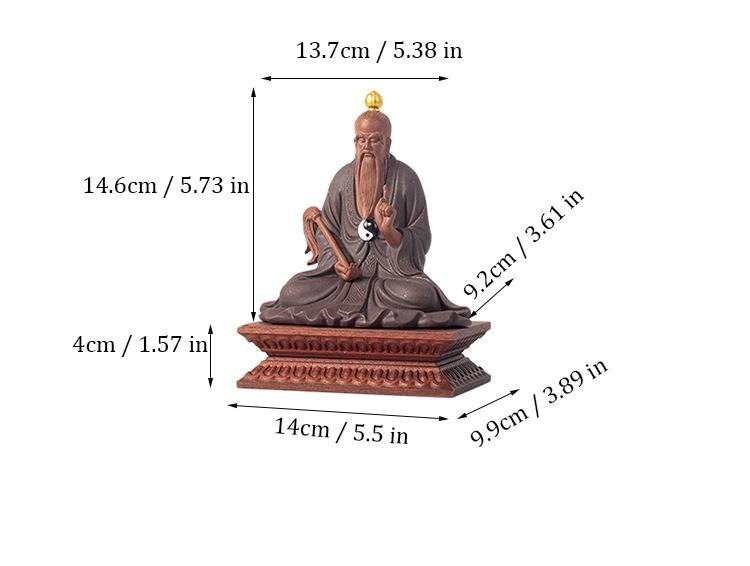 Ceramica Taishanglaojun Yuan shi Tianzun Statua Figura Taoista, Sabbia Viola Scultura Fatta a Mano Casa Stanza Ufficio Statuette Feng Shui