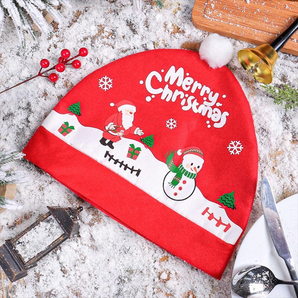 2pcs/set Cartoon Christmas Car Seat Cover Snowman Car Chair Christmas Hat  New Year