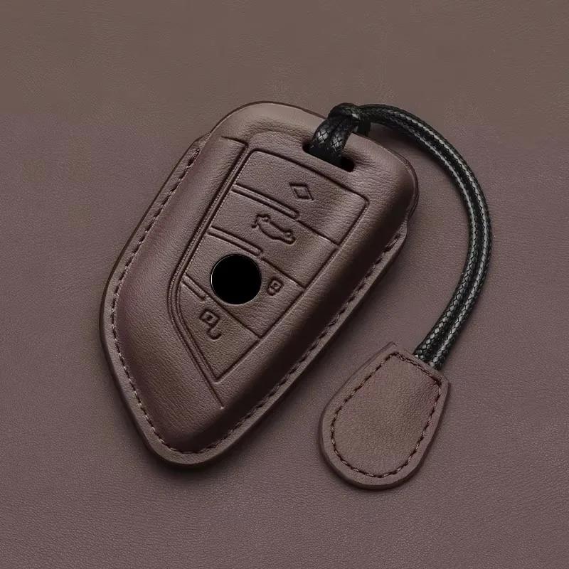 Interior Mouldings Leather Car Key Case Same color interior Fob For BMW F10 F20 F30 G20 G30 F15 F16 G01 G02 G05 G07 X1 X3 X4 X5