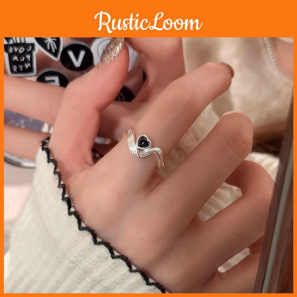 Heart Classy Black Copper Ring For Women Modern Adjustable Design For Wear Everyday
