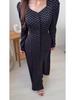 2025 Autumn Long Sleeve Square Neck Polka Dot Slimming Dress