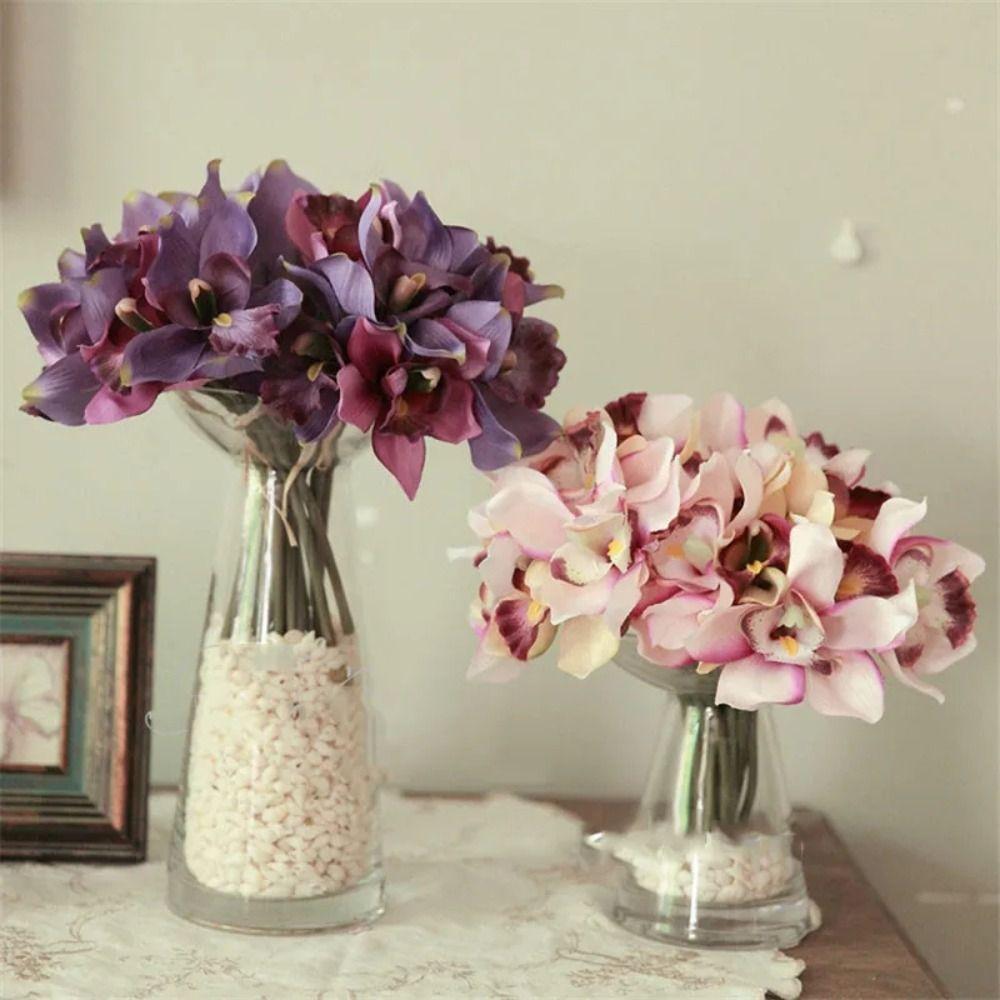 Vintage Fake Flowers 7 Heads Orchid Artificial Plants Artificial Flowers Bouquet Garden Outdoor