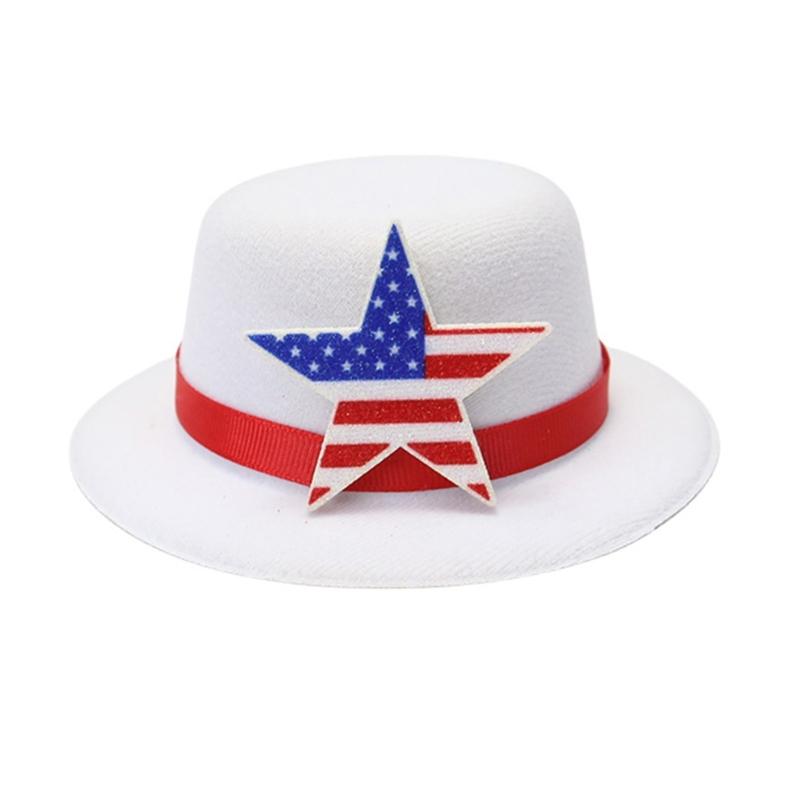 Carnivals Hat with Hair Clip for Independence Day Festival Small Top Hat Patriotic Holiday Party Hat for All Age and Pet