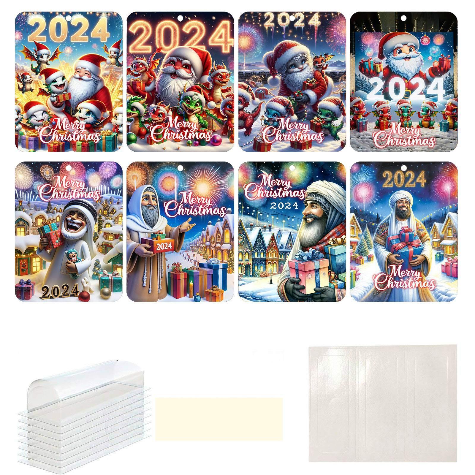 

Рождественский набор украшений для кошелька, 8 подвесок для кошелька, подарочные карты, бирки для праздничных подарков, рождественские украшения и комбинации карт белый