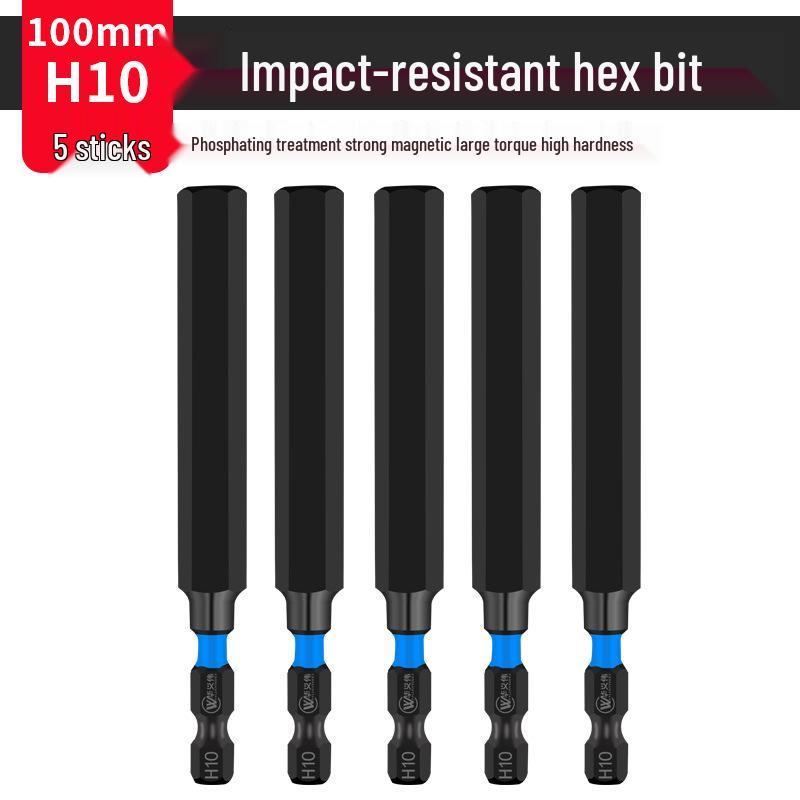 Extended S2 Air Pneumatic Screwdriver Hex Bit Set - Strong Magnetic, Super Hard, Non-slip