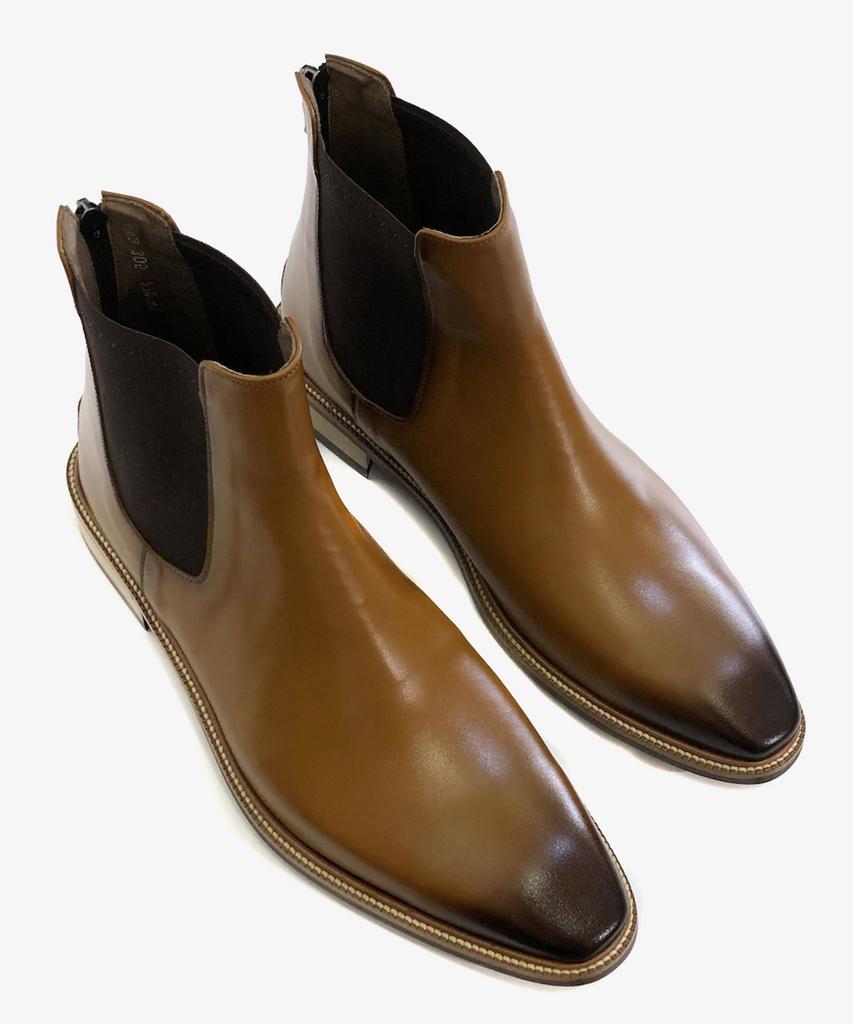 Joenshoe Back Zipper Reel Chelsea Boots Light Brown