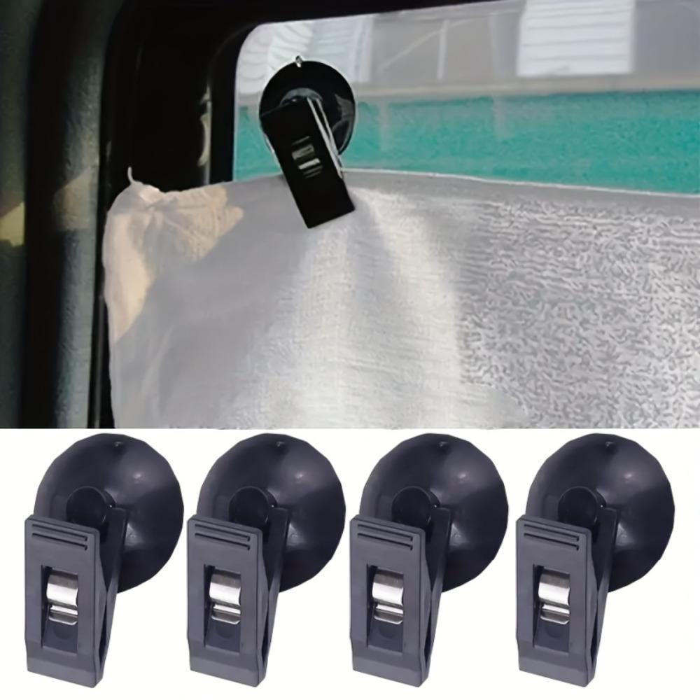 4pcs Car Suction Cup Clips - Strong Adhesive Window & Windshield Fixing Holder, Suitable for Sunshades & Bills - Durable Plastic No- Car Clips