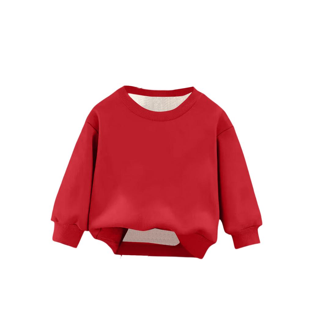 Children's Boys And Girls Fashionable Solid Color Pullover Casual Round Neck Sweatshirt