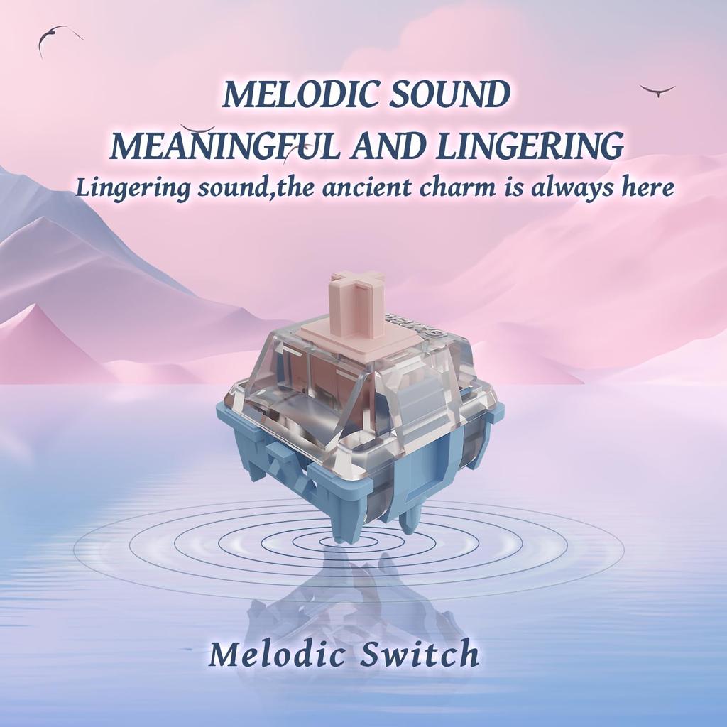 GATERON Melodic Keyboard Switches, Clicky RGB LED 5-Pin Factory-Lubricated 60gf Key Switches for MX Mechanical Keyboards (35 PCS)