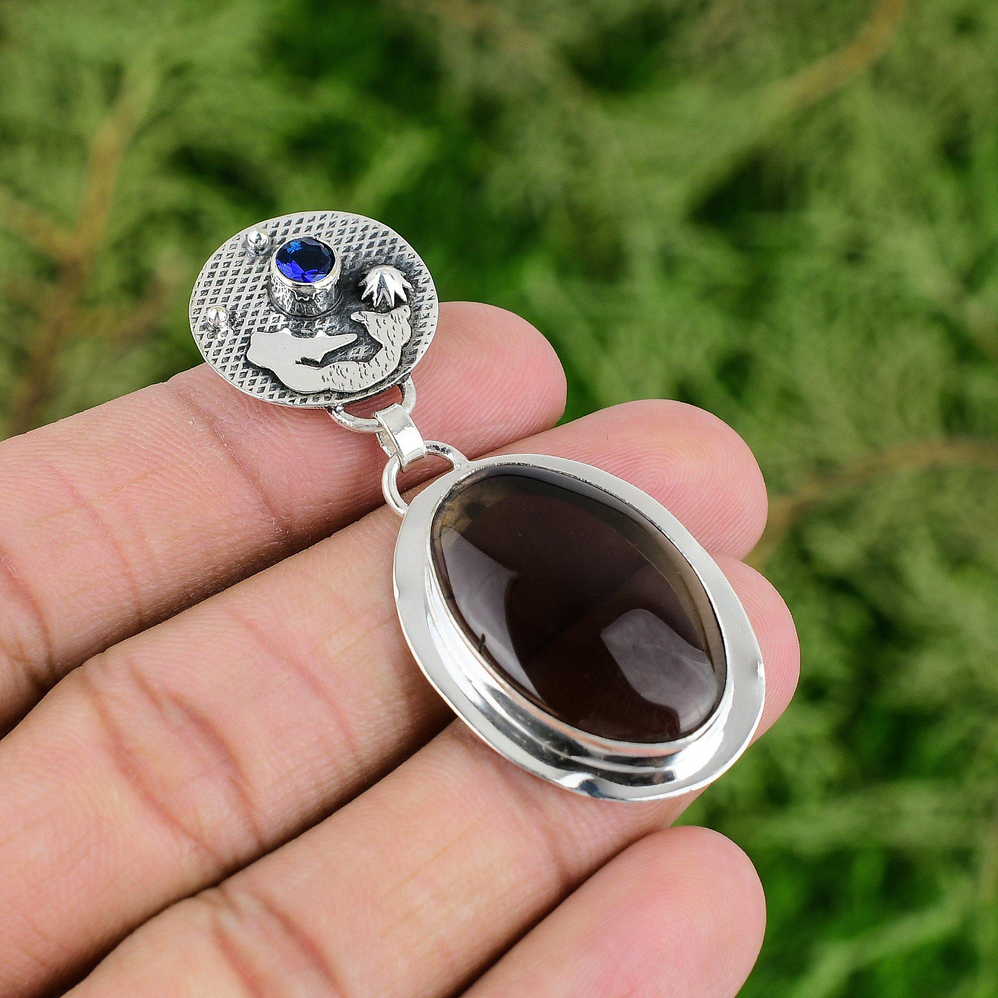 

Daughters Day Sale Smoky Quartz Stone Mermaid Pendant Jewelry Sterling Silver