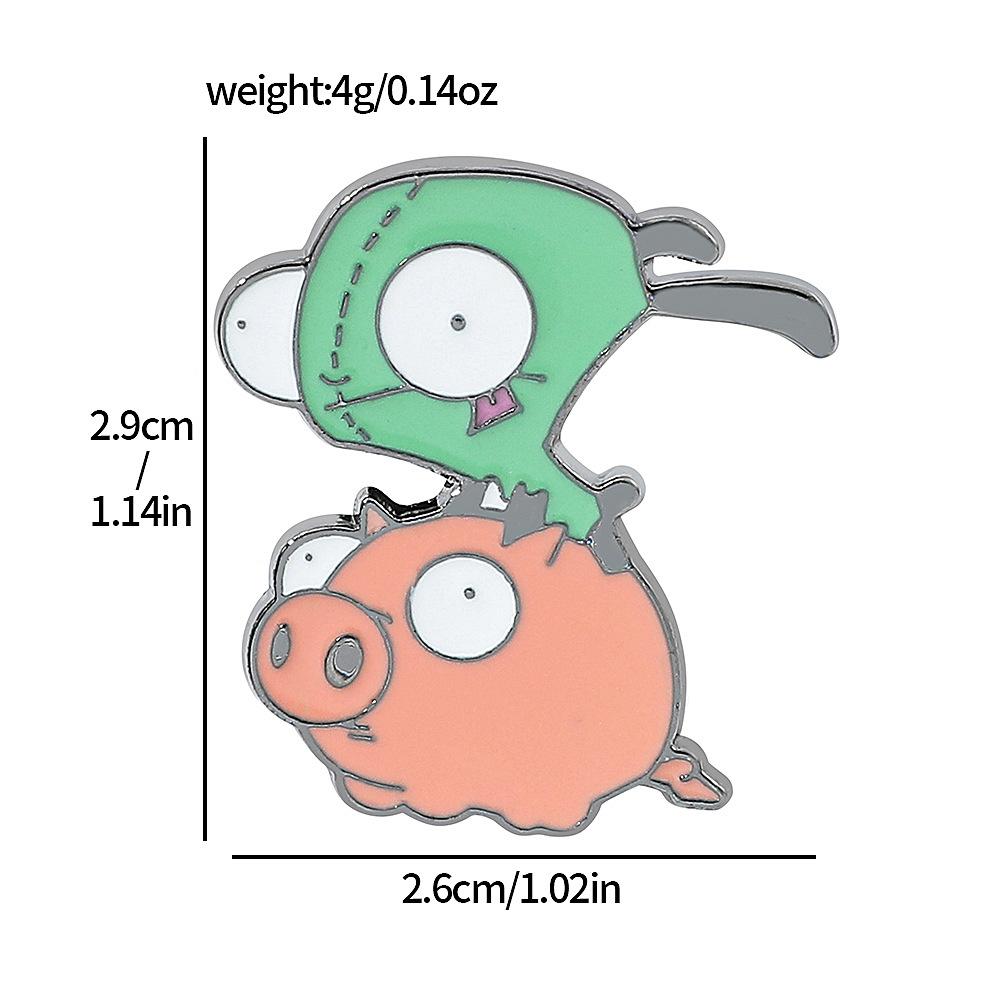 European and American Cartoon Characters Alien Invaders ZIM Alloy Brooch Green Alien Metal Badge Pin