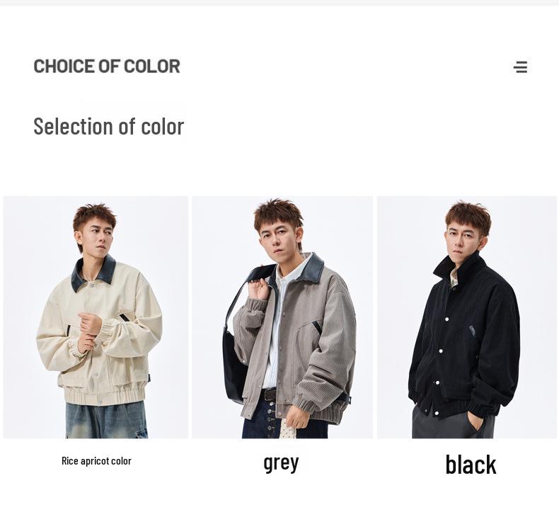 ACU Menswear | Men's Color Block Corduroy Lapel Jacket - 2026 Autumn/Winter High-End Casual Patchwork