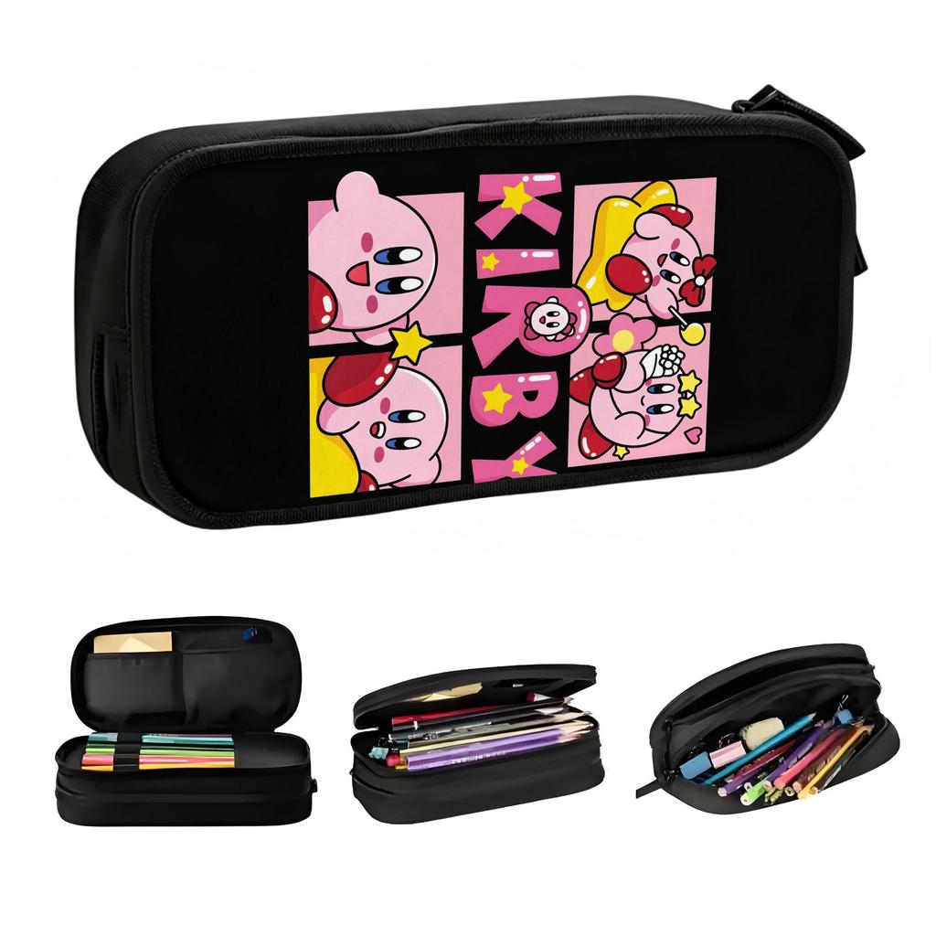 Estuche para lápices lindo K-Kirbys de anime para niñas y niños, gran capacidad, dibujos animados, juego, estuche para lápices, papelería para estudiantes