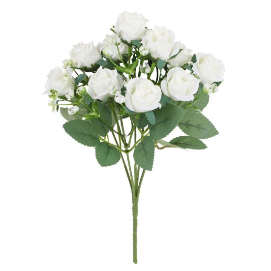 Artificial Rose Flower Bouquet with Green Leaves Stem Realistic Reusable Faux Floral