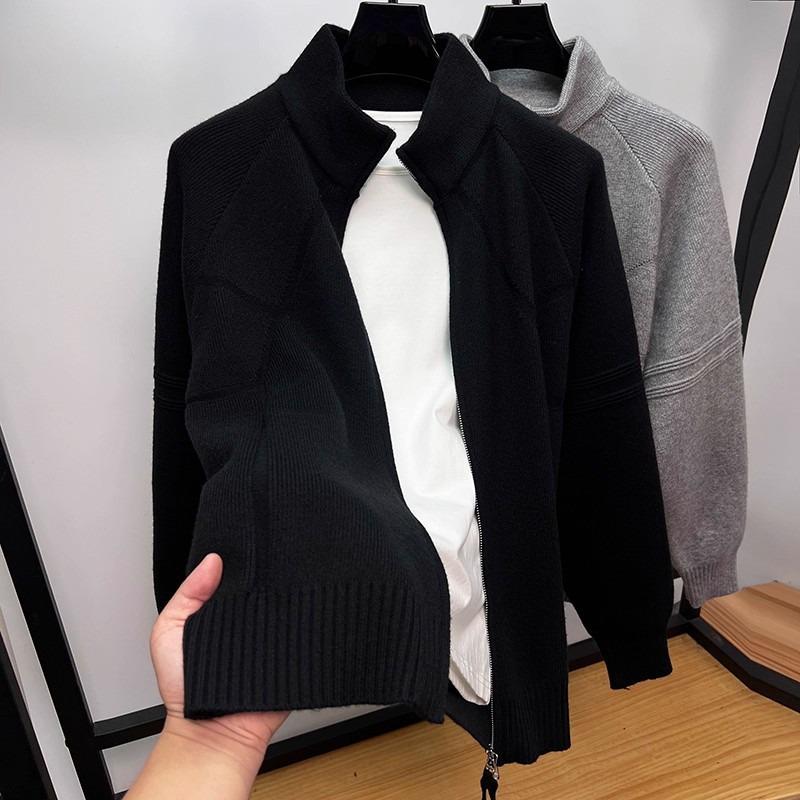 

Trendy Men s High-End Zipper Knitted Cardigan - Loose, Lazy Style Sweater Coat for Autumn/Winter. 3XL чорний