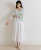Lingseoul Rayon Blended Shirring Skirt-Ivory