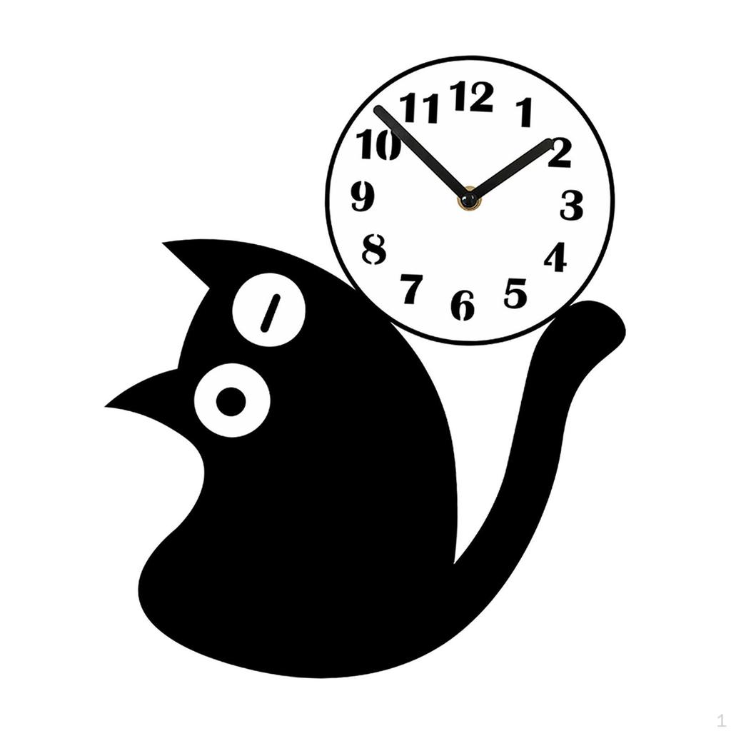 Acrylic Cat Design Silent Hanging Wall Clock Decorative Pendulum Ornament Suitable for Bedroom