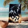 Custom Name Ultra-Soft Beach Towel with Horse Theme,Ideal for Pool - Camping, Diving - Perfect Travel Essential, Vibrant Beach Towel.
