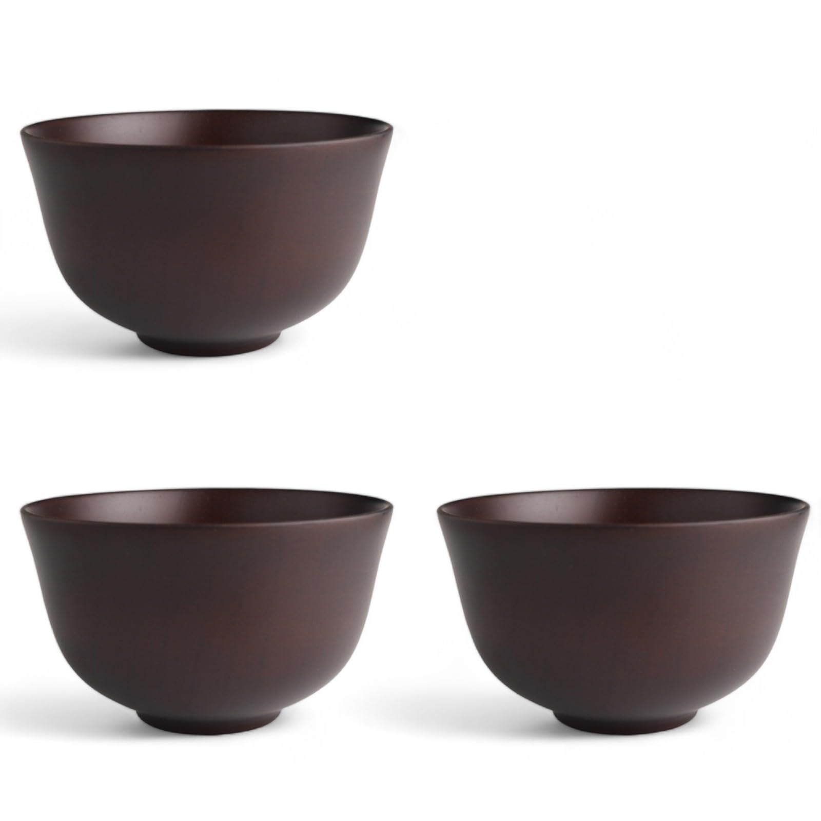 Wooden Miso Soup Modern Dark Set of x J-kitchens Bowls, Design, Brown, 3, 11.5cm 6.6cm (Current Model)