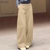 Women Casual Elastic Waist Loose Straight Long Pants
