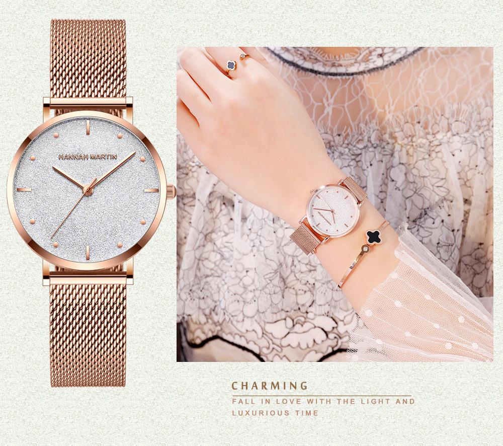 Japanese Movement Ladies' Mesh Strap Quartz Watch - Starry Sky Waterproof Design