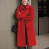 Womens Solid Color Wool Blend Coat Mid-Length Loose Fit Winter Outerwear Elegant Office Style