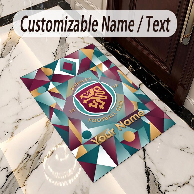 Crystal Velvet Rug Burnley Football Print Custom Name Text Floor Mat Home Decor