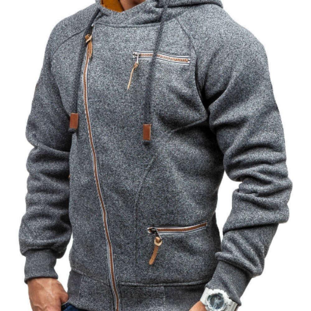 Herren Kapuzenpullover, modische Kleidung, seitlicher Reißverschluss, lässige Tops, Herren-Sweatshirt