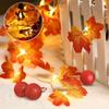 Fall Garland Lights Decor Fall Maple Leaves Pumpkin String Lights